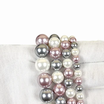 Fialová šedá white6-12 mm Farba Pearl Shell DIY Prívesok Náhrdelník Šperky robiť Prirodzené Farby Pearl Kolo Voľné Korálky