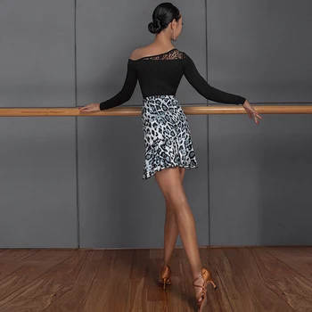 2020 Latin Dance Sukne Ženy Leopard Tlač Rozstrapatené Krátke Sukne Dospelých Samba Show Kostým Salsa Sukne Praxi Oblečenie DNV14097