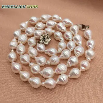 Dobrý lesklé malé barokový tkaniva nucleated plameň loptu perly biele skutočné prírodné sladkovodné perly choker náhrdelník závit