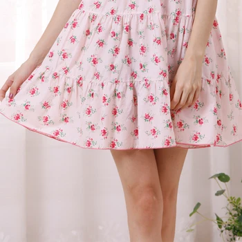 Dámske Letné kvety bavlna condole nightgown tenké sladké voľné veľké metrov zvýšil domáce oblečenie pre voľný čas