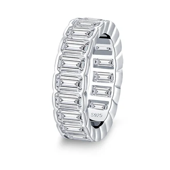 LESF 925 Sterling Silver Večnosti Kapela Promise Ring, SOŇA Diamantové Zásnubné Snubné Prstene pre Ženy Prst Strany Šperky Darček