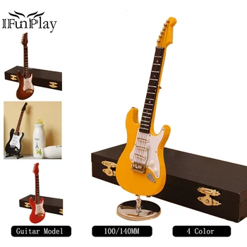 Mini Gitara Miniatúrny Model Elektrická Gitara Model Prípade Stojan Popurlar Reťazce Nástroj Dizajn