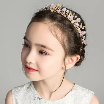 Detské čiapky hlavu kvetinový veniec čelenky dievčatá vlasy príslušenstvo princezná dievčatá pearl hlavový most výkon
