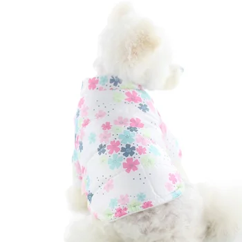 Pet Jeseň v Zime Teplé Bavlna-čalúnená Pohodlné Oblečenie Móda Tlačené Kabát Tlačidlo Dizajn Šteňa Kostým Bunda Pre Malé Psy