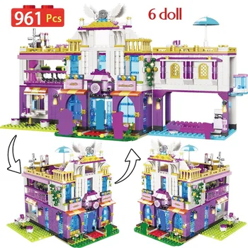NOVÉ 961PCS Súkromné Luxusné Vily Stavebné Bloky Kompatibilné Legoinglys Priatelia Hradu Tehly Dievčatá Princezná Dom Hračky pre Dievčatá