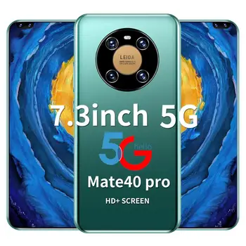 Globálna Verzia 7.3 Palcový Huawe Mate40 Pro Telefón Snapdragon865 Android 10.0 Deca Core 256G ROM 6800mAh Batérie 4G5G LTE Smartphone
