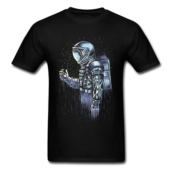 Zmizne T-shirts Vybavené Mužov Tričko Narodeniny Tshirts NOVÝ ROK DEŇ Bavlnená Tkanina Tees Astronaut Tlač Čierne Oblečenie Najvyššej Kvality