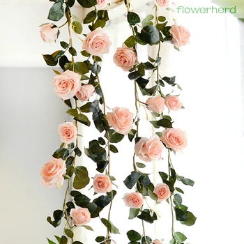 180 cm Umelého Hodvábu Rose Vína Ruže Umelé Kvety, Ozdobné Živé Falošné Ruže Kvet pre vnútorné Steny Záhrada Svadobné Party