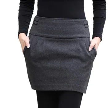 2020 Jeseň Zima Ženy Mini Sukne Ženy Plus Veľkosť Vlnené Sukne Slim Elegantné Vysoký Pás Krátke Sukne, Sukne Ženy S389