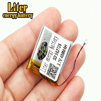 3.7 V,400mAH,582728 polymer lithium ion /Li-Po Nabíjateľná batéria pre INTELIGENTNÉ HODINKY,GPS,mp3,mp4,mobilný telefón,DVD,BLUETOOTH REPRODUKTOR