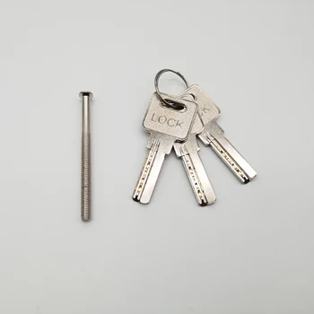 100mm Euro štandard profilu pevné brass key valec 50x50 SNKT s nikel povrch štetcom, 3ks normálne kľúče