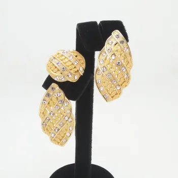 Kráľovstvo Ma Zlatá Farba Nigérijský Svadobné Afriky Korálky Šperky Set Crystal Saudskej Sady Šperkov Náhrdelník Náramok Náušnice Prsteň Súpravy