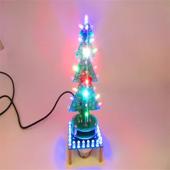 Farebné rotujúce hudby Vianočný stromček LED vody svetlo + svetlo dýchania strom elektronické DIY výroba dielov stavebnice