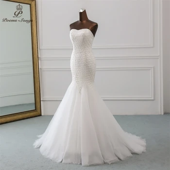 PoemsSongs Nové Sexy Luxusné sequined svadobné šaty 2020 župan mariage Vestido de noiva Morská víla svadobné šaty, šaty, de mariee