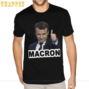 DIY Francúzsko Prezident Emmanuel Macron Mens T-shirt Vlastné Krátky Rukáv Pre Človeka XXXL Čierna Tees Tričko