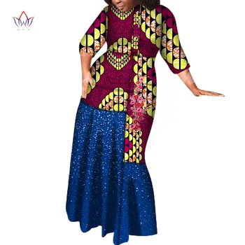 Africké dlhé šaty pre ženy Afrike Vosk afriky Dashiki šaty, krátky rukáv Africkej Tlače Šaty Pre Ženy, Formálne Šaty WY7222