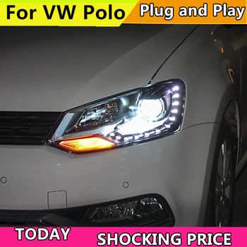 Auto Styling pre VW Volkswagen POLO Svetlometu 2011-2017 GLAXAY Štýl Svetlomety LED Svetlomet Vysoké Nízke svetlo Xenon DRL Hlavu na Čítanie Vpredu