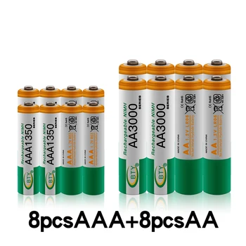 Nové 1.2 V, AA 3000mAh NI-MH Dobíjacie Batérie+AAA batérie 1350 mAh Rechageable batérie NI-MH 1.2 V AAA batérie