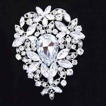 3.6 Palce!!Strieborné Pozlátené Luxusný Dizajn Veľké Waterdrop Diamante Veľké Brošňa Svadobné Party Lady Brošňa Módne Šperky Corsage