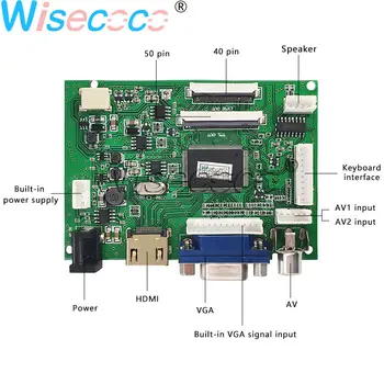 Wisecoco 7 palcový 1000 nitov vysoký jas LCD obrazovky 1024*600 40 pin FPC s HDMI, VGA, AV klávesnice vodič doska pre vonkajšie auto