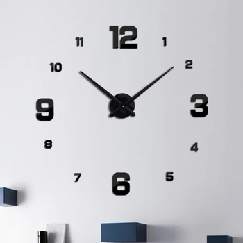 Nový príchod Quartz hodiny módne hodinky 3d skutočné veľké nástenné hodiny ponáhľal zrkadlo nálepky diy obývacia izba dekor nálepka na stenu