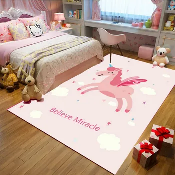 Princezná ružová koberec protišmykové plaziť cartoon detská izba koberce a kobercové jednorožec dekorácie spálňa oblasti koberec Roztomilý tapete
