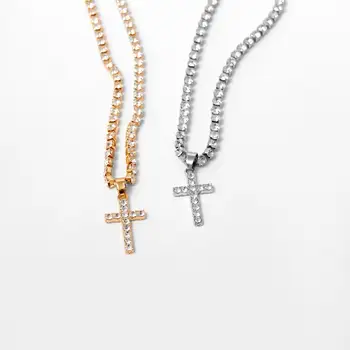 Vysoká Kvalita Crystal Kríž Choker Príveskom Náhrdelník Ježiš Vintage Drahokamu Reťazí Náhrdelníky Kúzlo Christian Pár Šperky