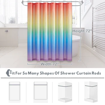 7 farieb, Vodeodolné Obrazovke Gradient Vaňa Opony Polyester Textílie Umývateľný Sprchové Závesy Kúpeľňa Dekorácie Zdarma Háčiky
