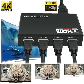 1 x 4 kompatibilný s HDMI Splitter Converter1.4 Splitter Duálne Zobrazovanie PS3 1080P DVD, Zosilňovač, HDCP Pre HDTV