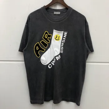 Ponožka CPFM.XYZ Umyté Robiť Starých T-shirt Kanye 3D Pena Tlač CPFM XYZ Tričká Bavlnené Bežné tričká