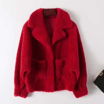 Kožušinový Kabát Ženy Plus Veľkosť Častíc Ovce Shearling Srsti Srsť Jedno Krátke Ovčej Vlny Zimný Kabát Ženy 2020 Zimné Nový Kórejský Outwear
