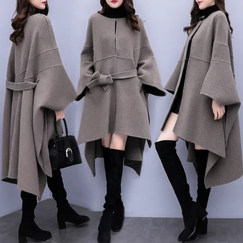 2019 Jeseň Zima Nové Žien Plášť Vlnené Kabát Populárne Vlnené Kabát Žien kórejský Voľné Dlho kvalitný Kabát Plus Veľkosť 3XL