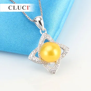 CLUCI 925 Sterling Silver Star, Šarm, Náhrdelníky & Prívesky Vyhlásenie Náhrdelník s Príveskom, Montáž držať pearl DIY šperky SP196SB