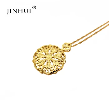 JINHUI módne ženy, zlatá farba Kvetov náhrdelníky prívesok 2 mm 45 cm zlata reťazca Dáva dievča Priateľ dary Strany nosiť Šperky