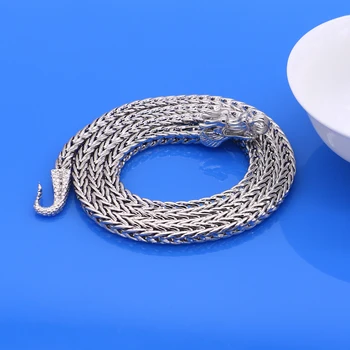 Dargon náhrdelník prívesok 925 Sterling silver mužov silver chain Módne šperky mužov 5MM 61cm pevné Thai striebro Retro náhrdelník