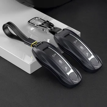 Diaľkové Kľúča Vozidla puzdro Smart Key Shell Pre Porsche Cayenne Macan 911 Boxster Cayman Panamera Leteckého hliníka, Chrome Farba