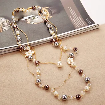 Camellia šperky, luxusné slávnej značky dlho pearl colares collier neckless ruže kvet náhrdelníky collares mujer perle pre ženy
