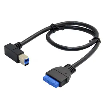 90 Stupňov Doľava šikmého USB 3.0 Typ B Samec na základnej Doske USB3.0 19pin Hlavičky Kábel, 50 cm