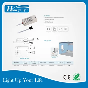 HoneyFly 100ks IR Senzor Prepínač 250W 100-240V (Max.70W Pre Led) Infračervený Senzor Prepínač Snímač Pohybu, Automatické Zapnutie/vypnutie 5-10 CM