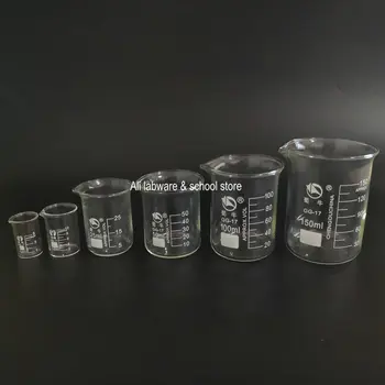 6pcs/set 5ml/10 ml/25ml/50 ml/100 ml/150 ml Nízke Forme Sklo Doc Chémie Experiment Labware Pre Školy