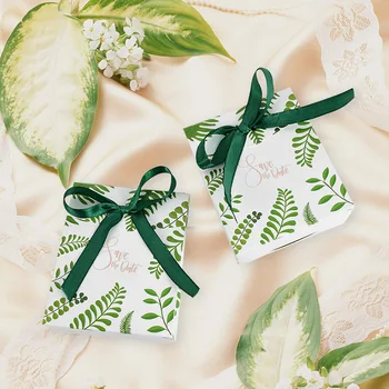 10Pcs Tvorivé Klasické Zelené Palmové Listy Candy Box Tropické Papierové Darčekové Tašky Svadobné Prospech Baby Sprcha Narodeniny Dekor Dodávky