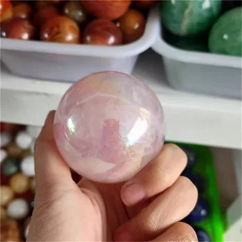 Fengshui prírodné pokovovanie aura pink rose quartz crystal ball sféry pre crystal dekorácie