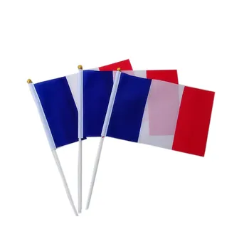 2021 10pcs/veľa Malých francúzskou vlajkou 14*21 CM Francúzsku Vlajku ruky národnej vlajky s Pól Odovzdanie príznak Pre Športové Sprievod Dekorácie