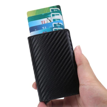 2020 Nové Módne pánske Kožené Kreditnej Karty Držiteľ RFID Blokovanie Hliníkové Karty Prípade Žien Slim Peňaženky Kovové Krátke Kabelku Pre Človeka