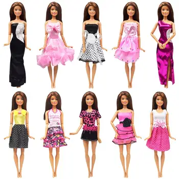 10 Ks Princezná Bábika Módne Oblečenie Ručné Dennej T-shirt Šortky, Šaty pre Bábiku Barbie Ušľachtilý Večeru Šaty Príslušenstvo