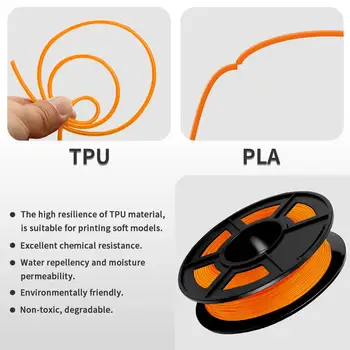 TPU 3D Vlákna 0,5 kg 1.75 mm Tolerancia 0,02 mm Orange Pružné, Mäkké Vlákna pre 3D Tlačiarne Topánky Telefón Prípade Tlač Materiálov