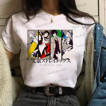Móda Anime Bungo Túlavých Psov t shirt ženy Pekný Osamu Dazai T-shirt Nakahara Chuya Tees Japonské Kreslené Grafiky Lady Topy