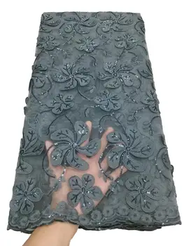 Nádherný Nigérijský tylu francúzsky čistý Vyšívané Čipky Afriky Kábel Čipky Textílie s Flitrami pre svadobné TS9099