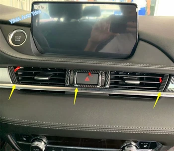 Lapetus Auto Styling Centrálne Ovládanie Nástroja Pásy & Vzduchu AC Zásuvky Otvor Kryt Výbava vhodné Pre Mazda 6 2019 2020 ABS Uhlíkových Vlákien