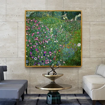 Gustav Klimt Kvety Plátne, Obrazy Na Stenu, Umenie Plagáty A Vytlačí Farmy Záhrada s Slnečnice Umenie Obrázok Domáce Dekorácie
